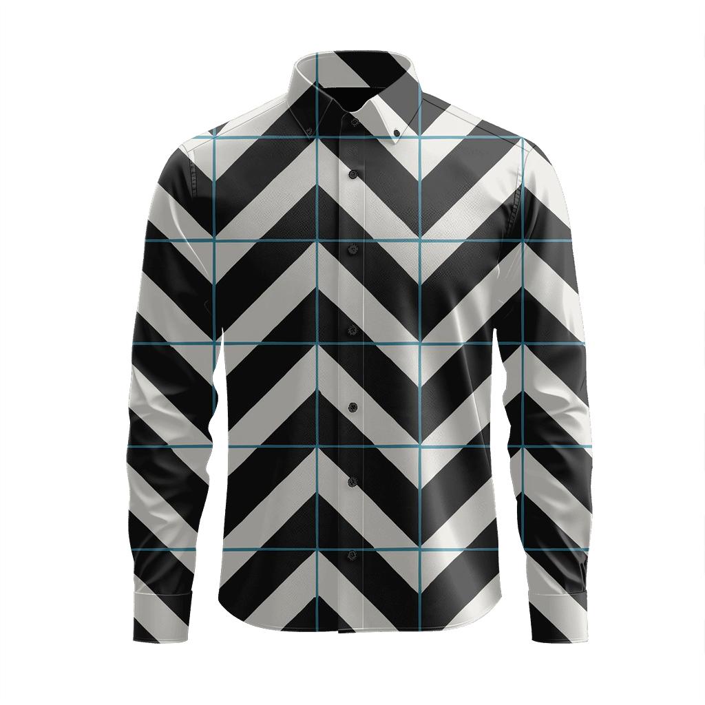 Chevron Pulse Grid trendy crew neck long sleeves