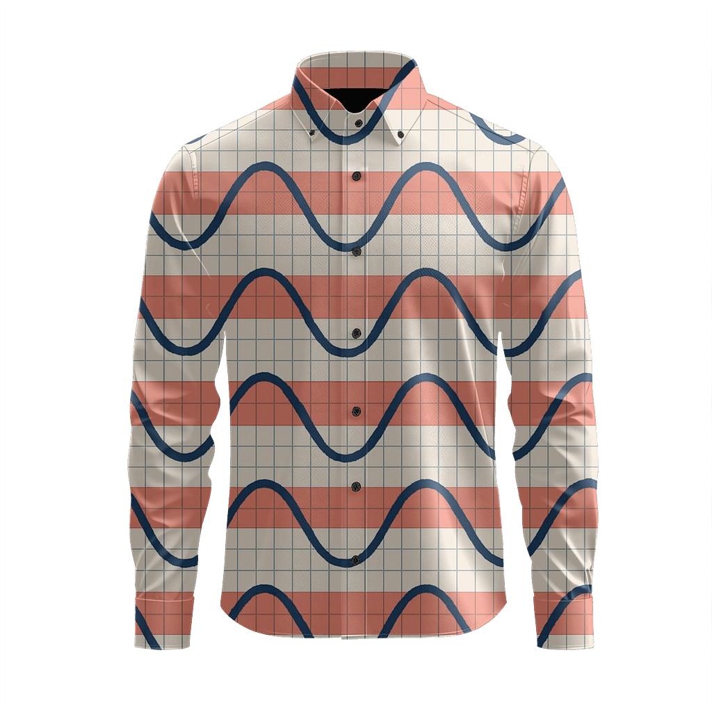 Sine Wave Grid Rhythm personalized cotton long sleeves