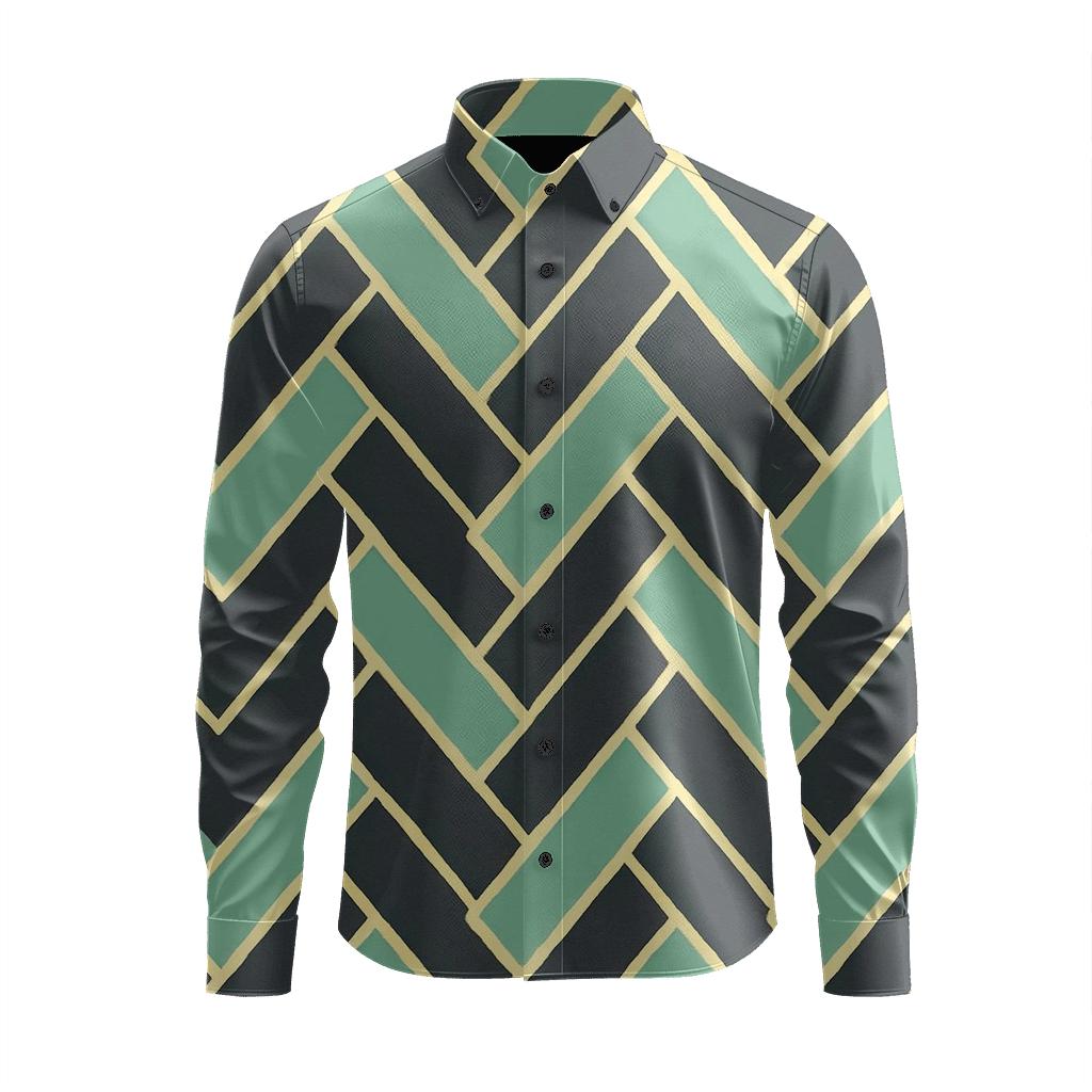 Shifted Rhombus Chain trendy crew neck long sleeves