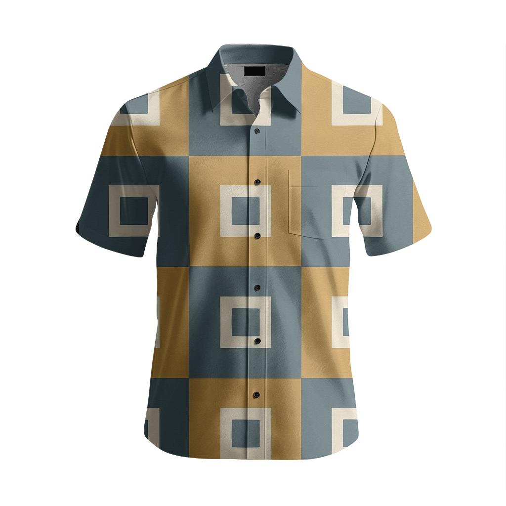Interlace Square Grid designer printed short sleeve tops