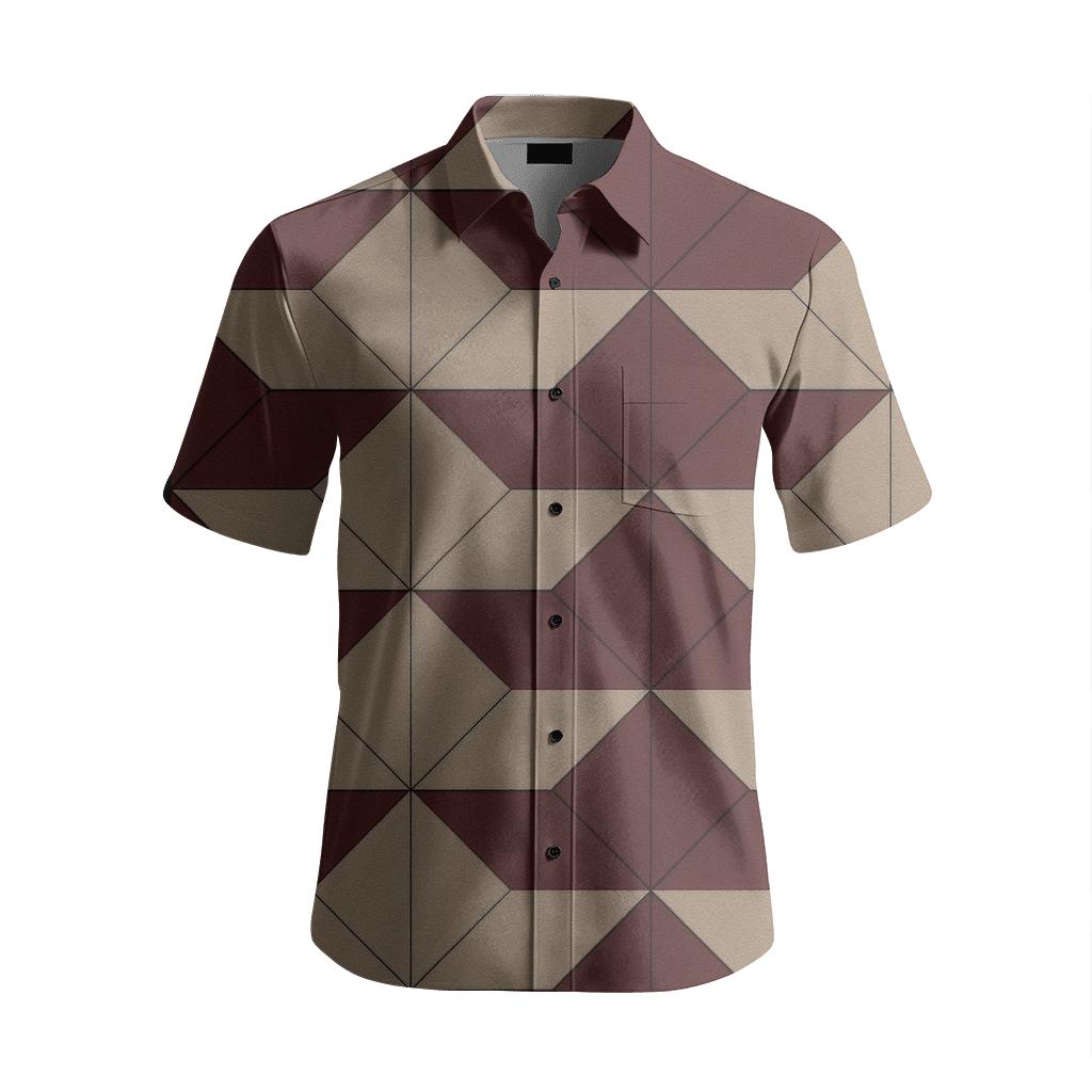 Stacked Rhombus Panel designer printed short sleeve tops