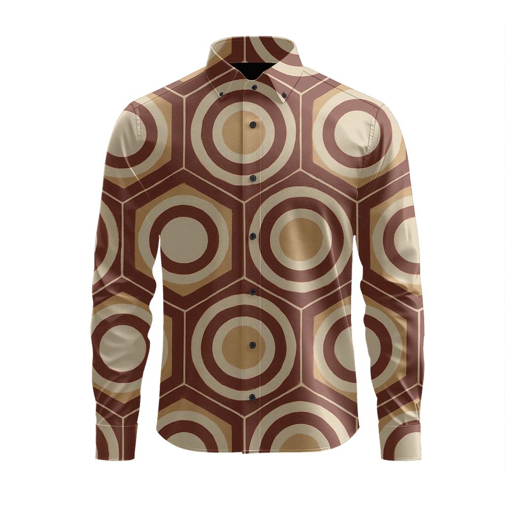 Hex Ring Grid trendy crew neck long sleeves