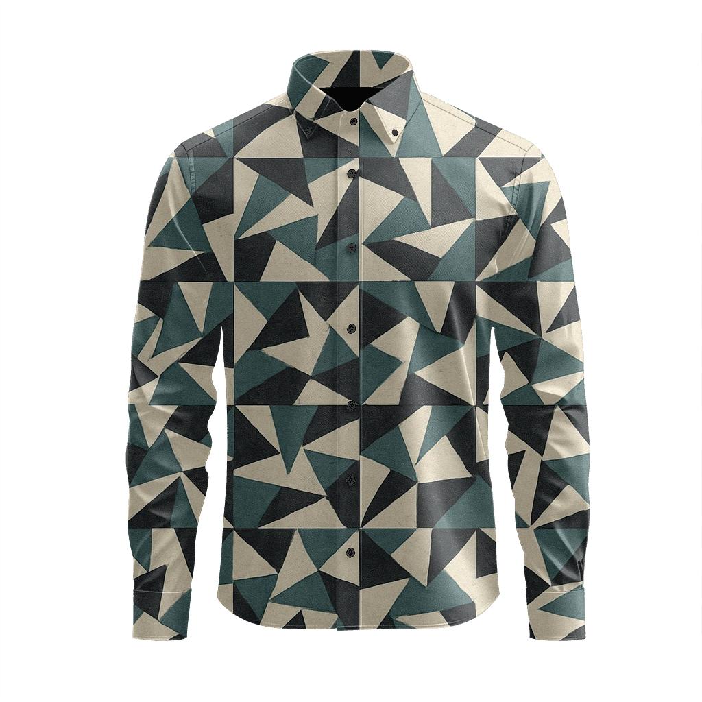 Angular Patch Mosaic stylish fitted long sleeve tees