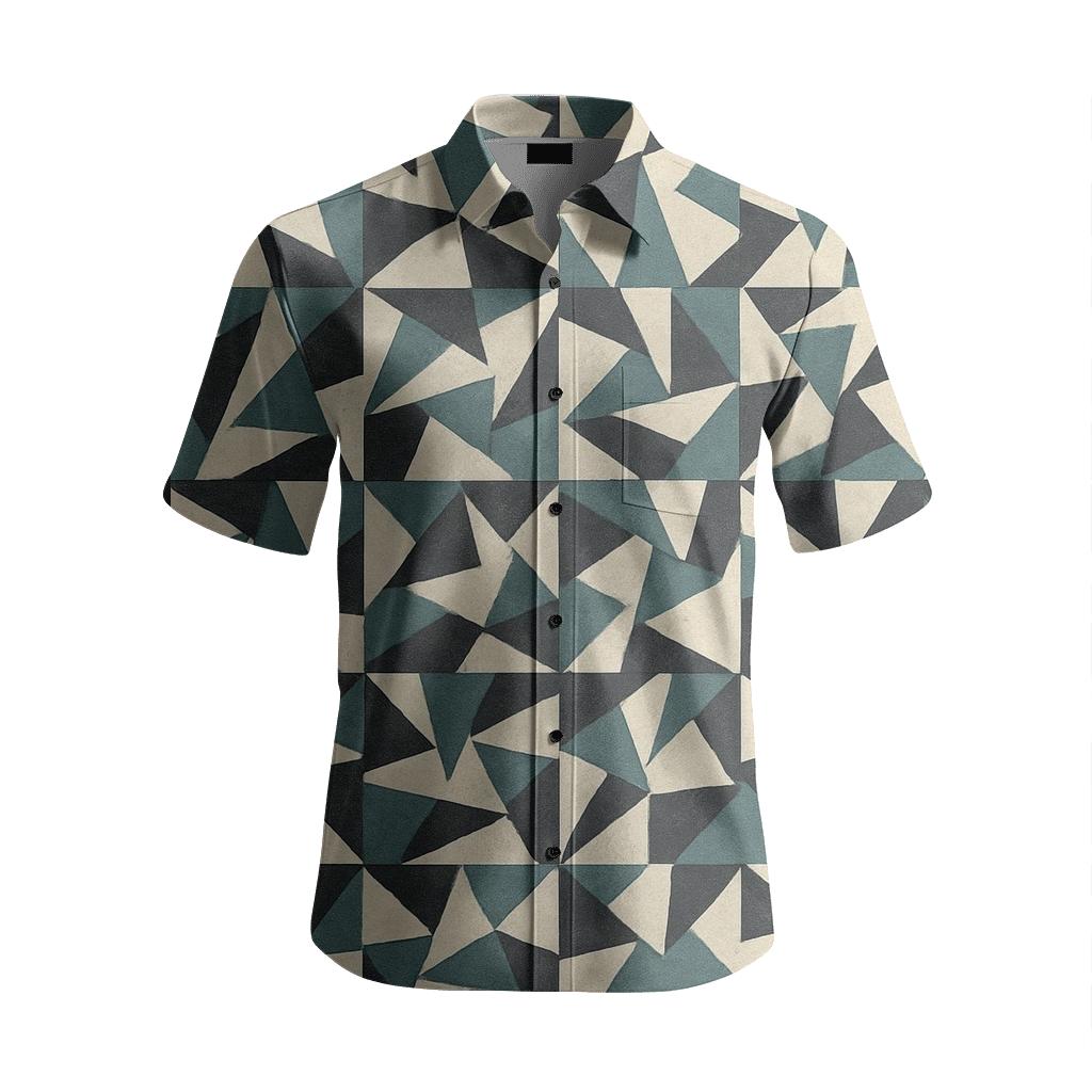 Angular Patch Mosaic trendy crew neck short sleeves