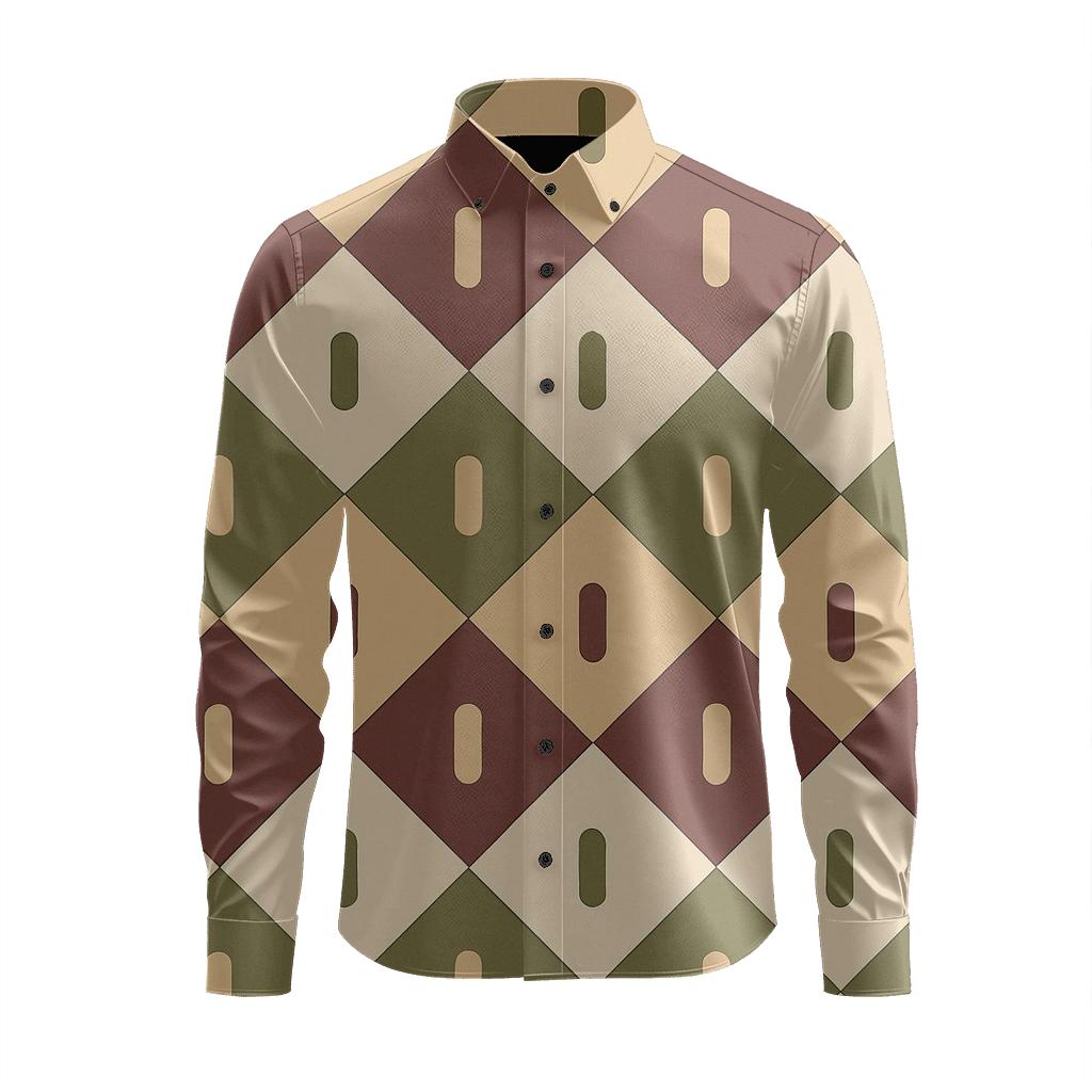 Slotted Rhombus Matrix designer printed long sleeve tops