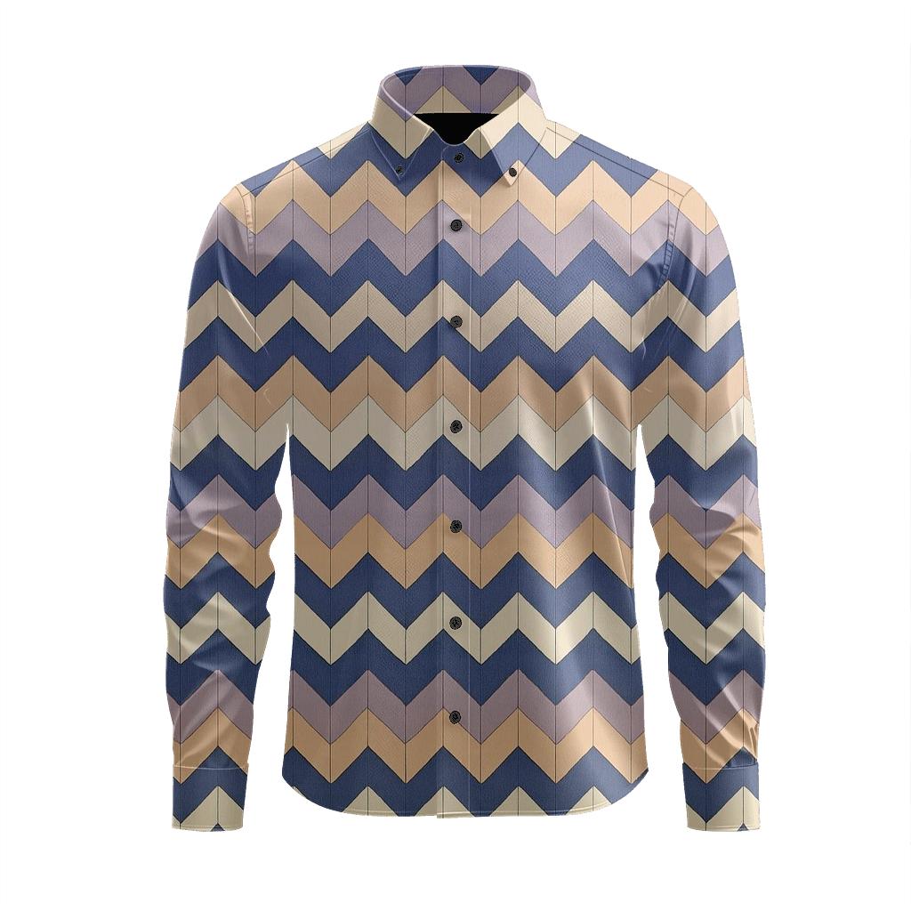 Banded Chevron Mosaic stylish fitted long sleeve tees