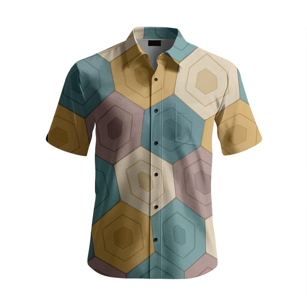 Cellular Fragment Quilt soft fabric short sleeve shirts