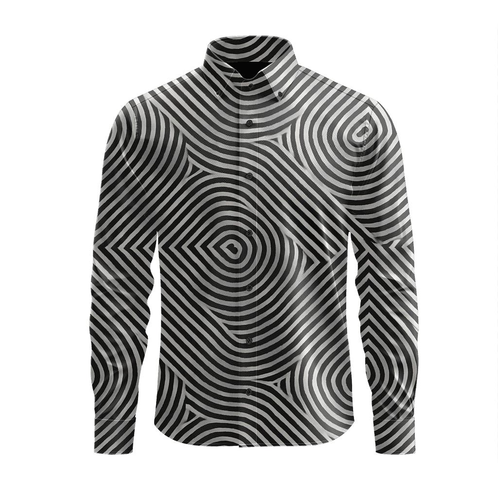 Linear Moire Bands designer printed long sleeve tops