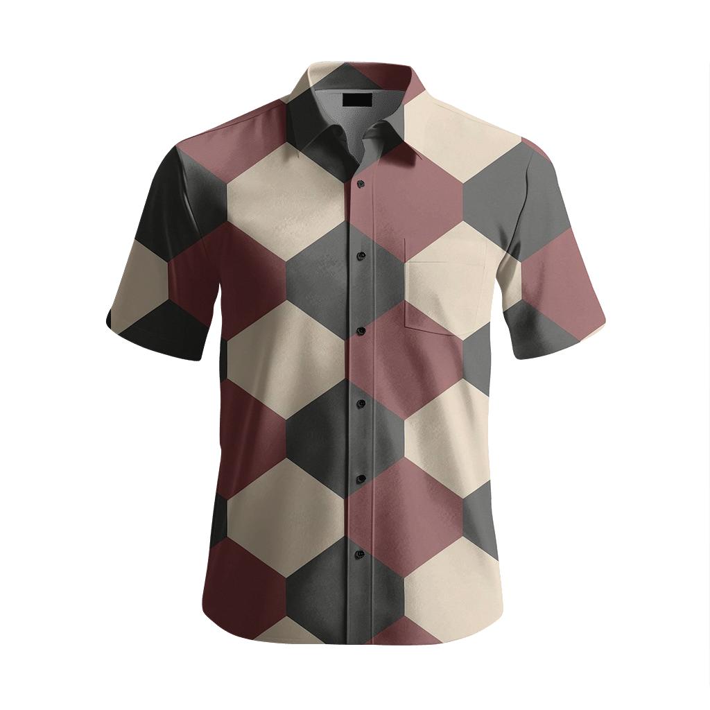 Rhombus Ladder Matrix designer printed short sleeve tops