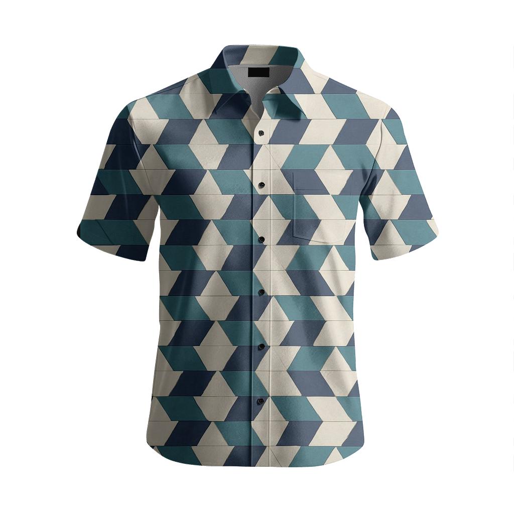 Angular Step Tesserae soft fabric short sleeve shirts