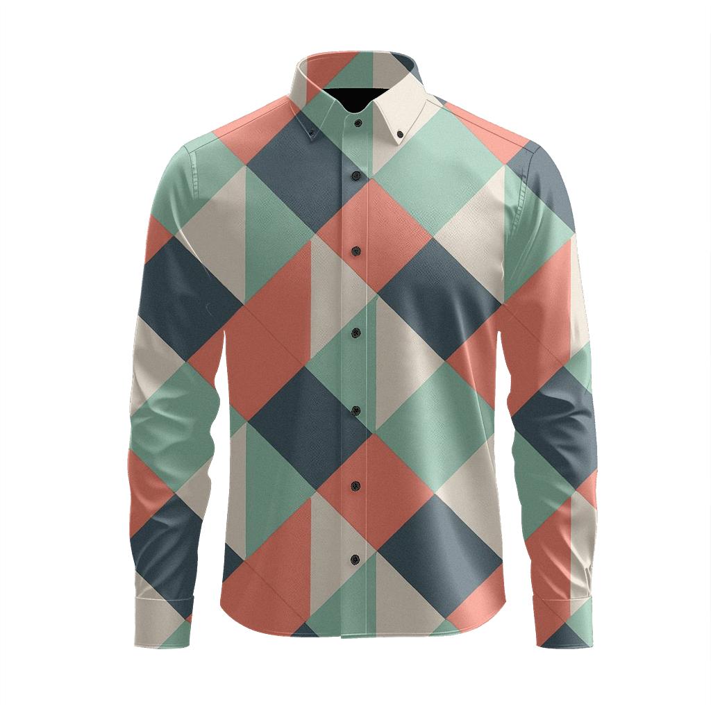 Angular Patch Repeat unique graphic long sleeve shirts
