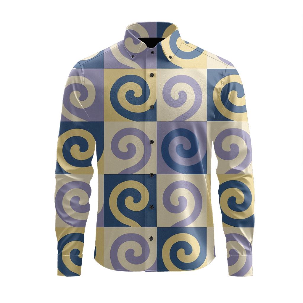Modular Spiral Tiling designer printed long sleeve tops