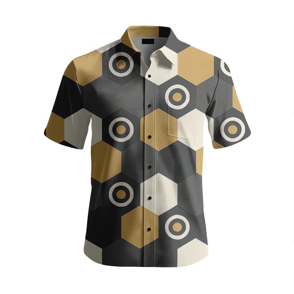 Hex Ring Lattice trendy crew neck short sleeves