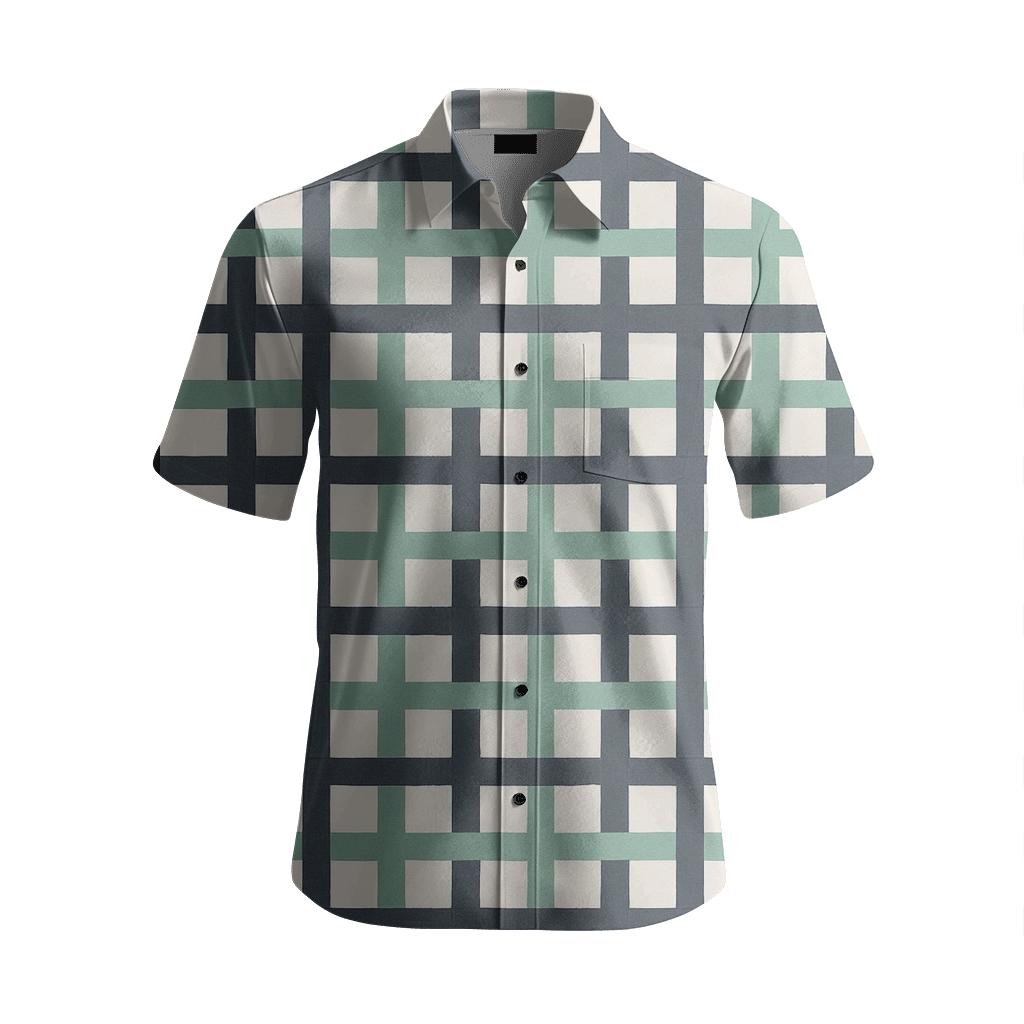 Linear Crosshatch Array soft fabric short sleeve shirts
