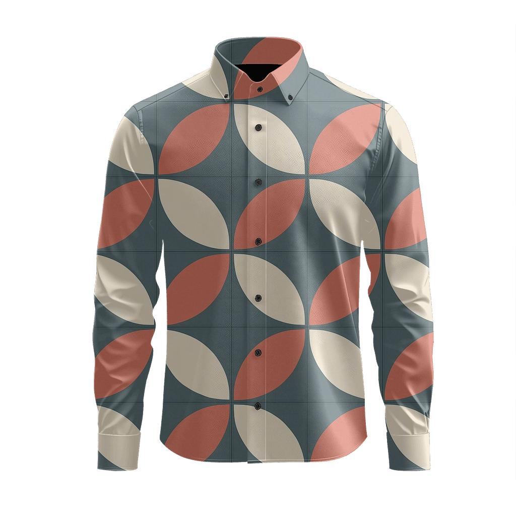 Cellular Split Grid trendy crew neck long sleeves