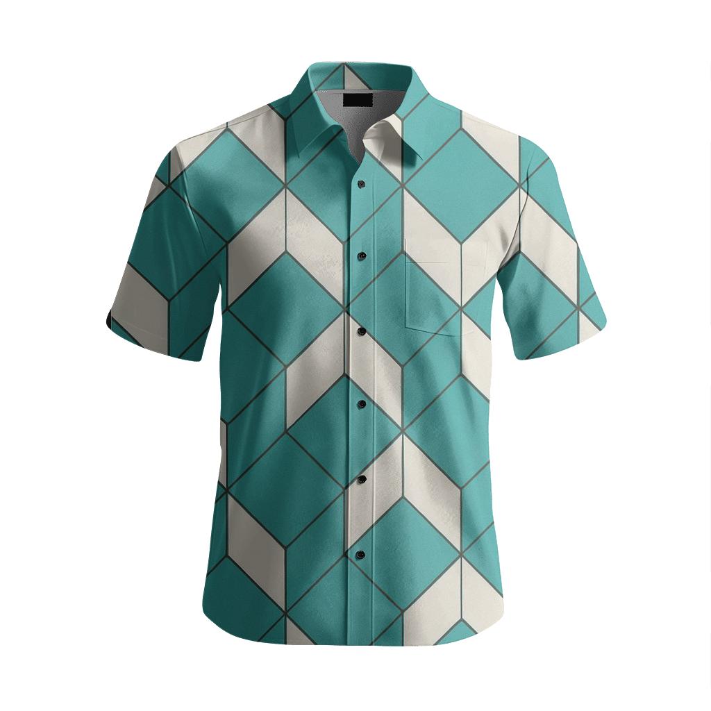 Rhombus Step Matrix trendy crew neck short sleeves