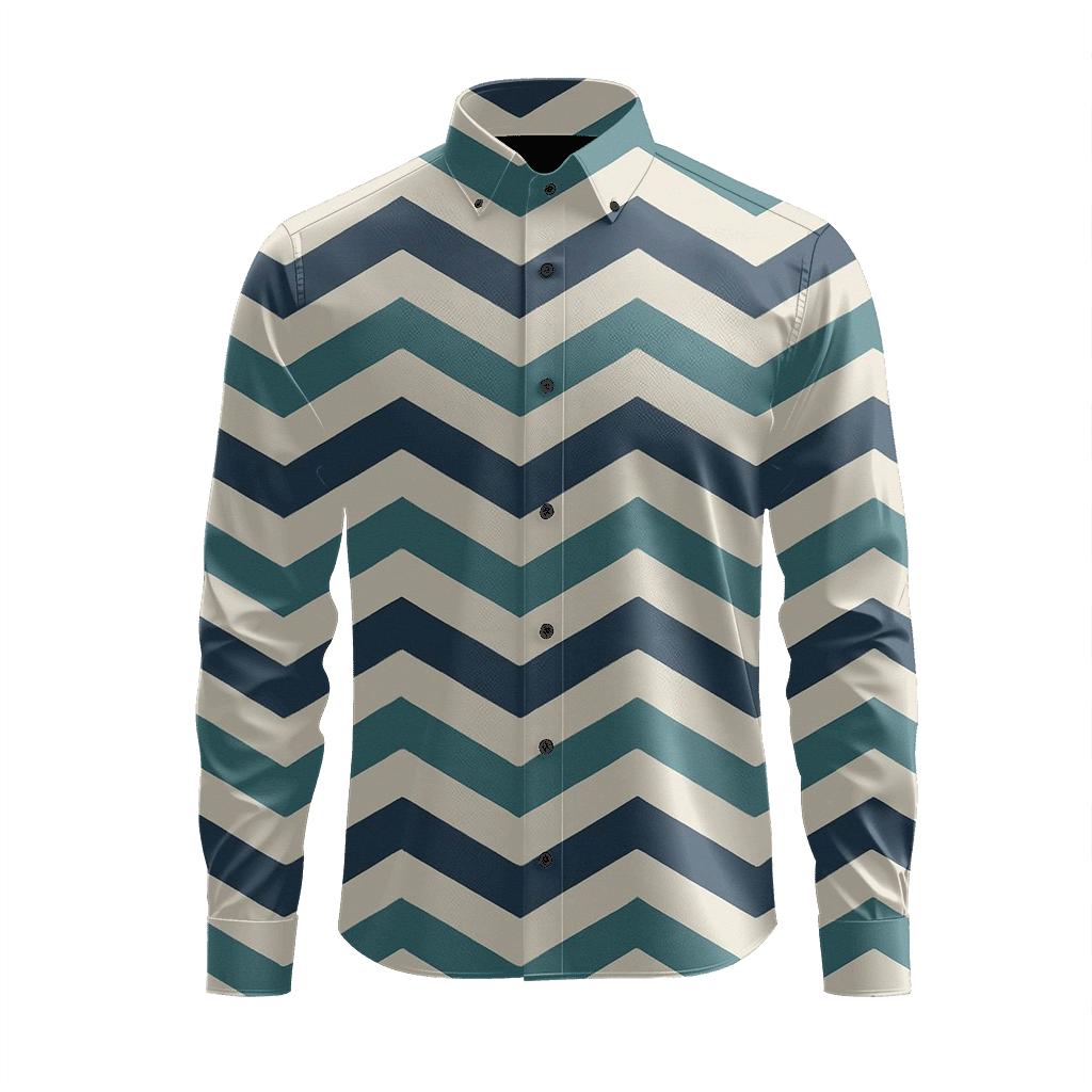 Chevron Ribbon Matrix designer printed long sleeve tops