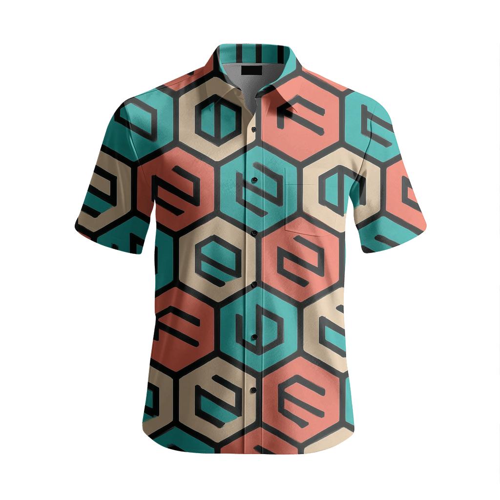 Hex Slot Mosaic trendy crew neck short sleeves