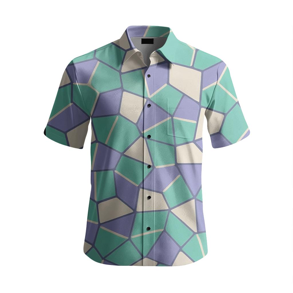 Split Cell Mosaic soft fabric short sleeve shirts