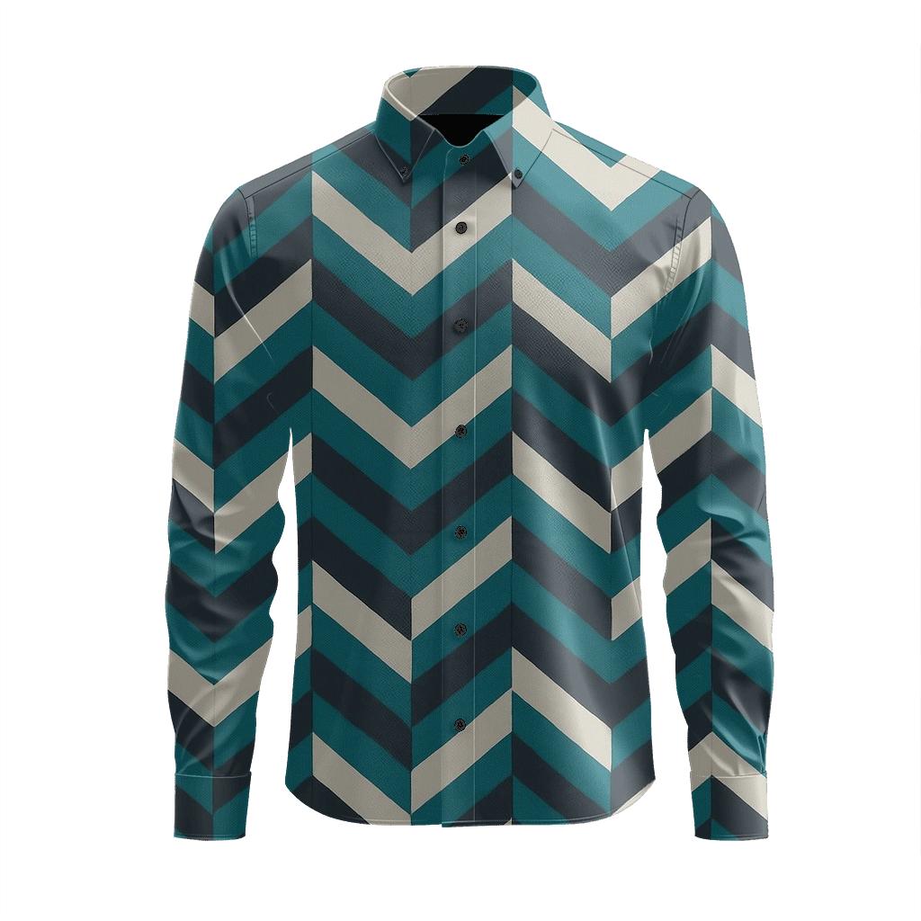 Chevron Pulse Grid designer printed long sleeve tops