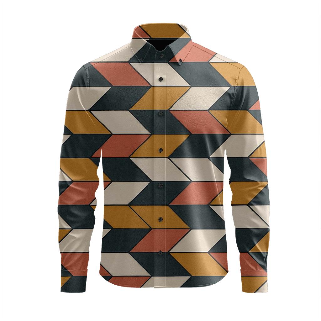 Shifted Rhombus Band trendy crew neck long sleeves