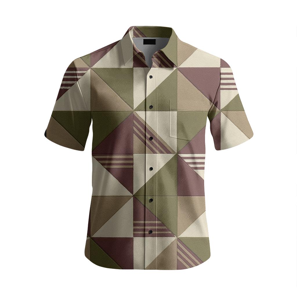Angular Patch Matrix trendy crew neck short sleeves