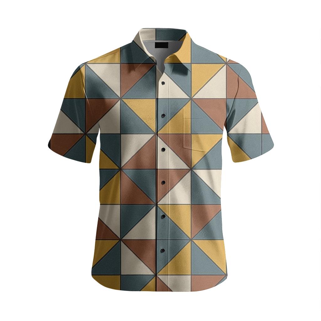 Cellular Split Grid personalized casual short sleeves
