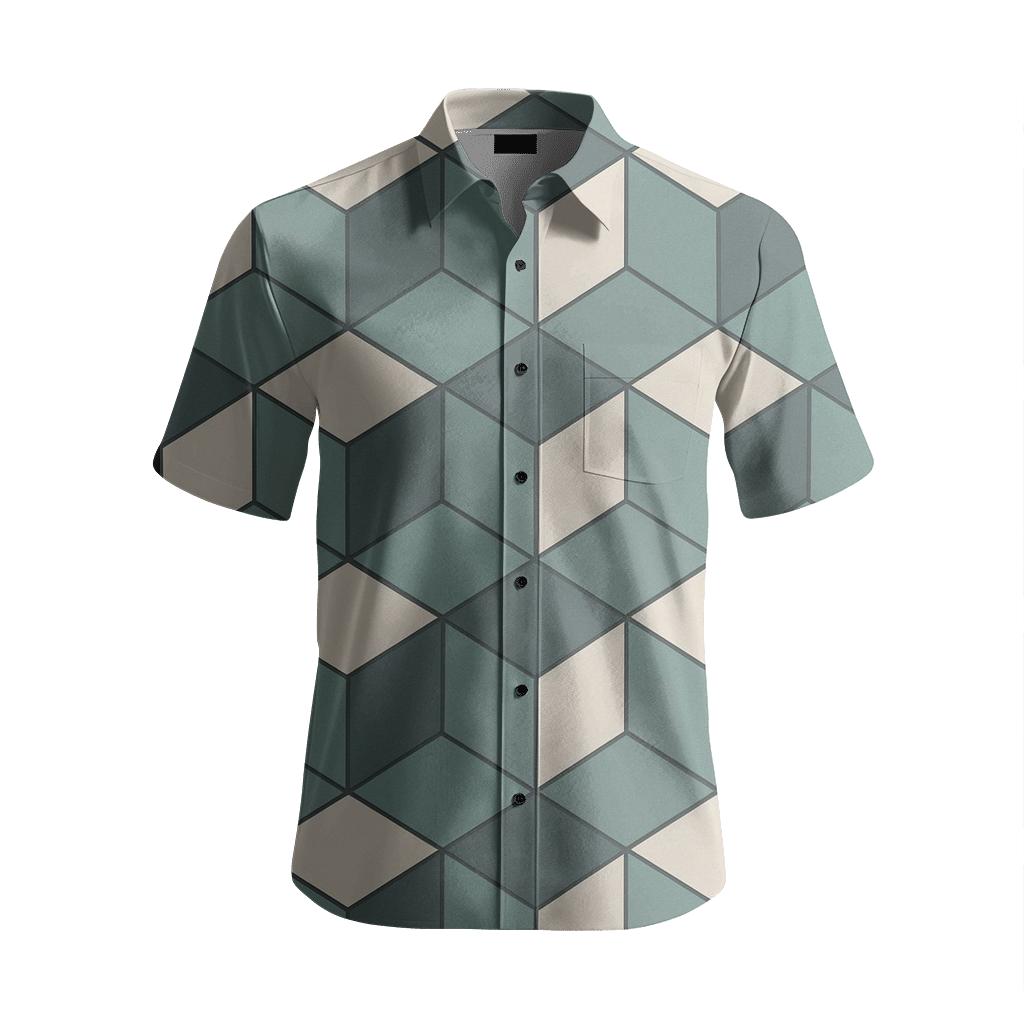 Rhombus Interlace Panel personalized casual short sleeves
