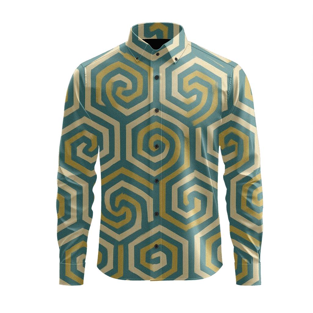 Hex Spiral Mosaic trendy crew neck long sleeves