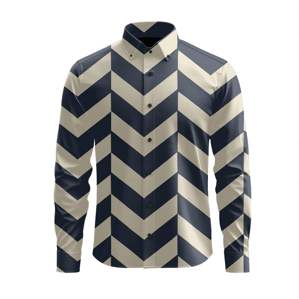 Banded Chevron Cascade designer printed long sleeve tops