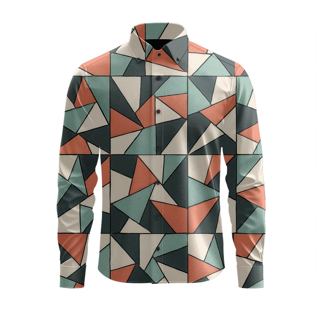 Shard Linear Mosaic soft fabric long sleeve shirts