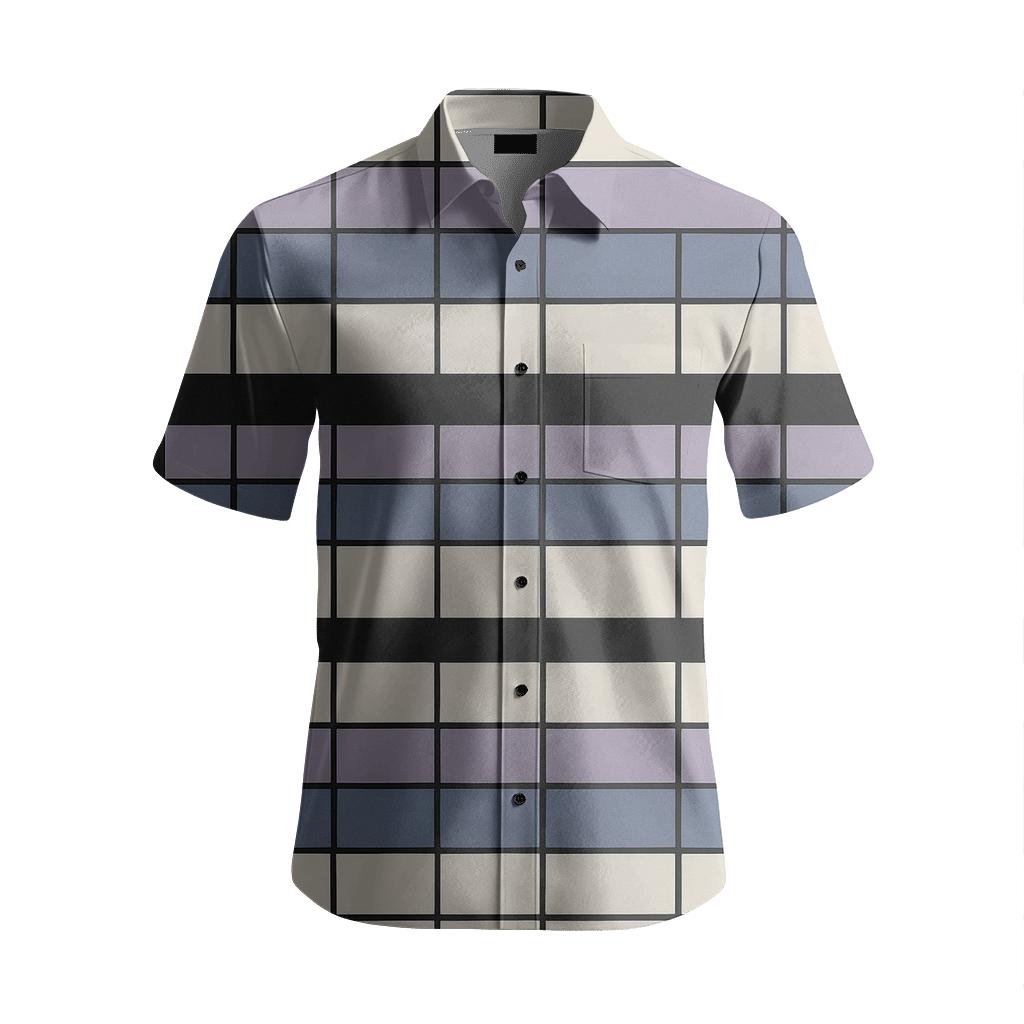 Band Modulated Grid comfortable cotton short sleeves