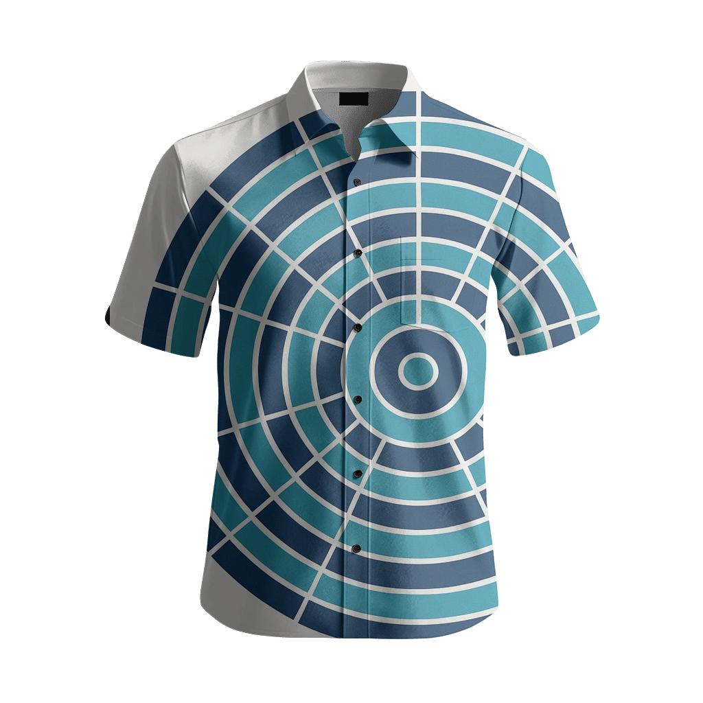 Radial Grid Ripple trendy crew neck short sleeves