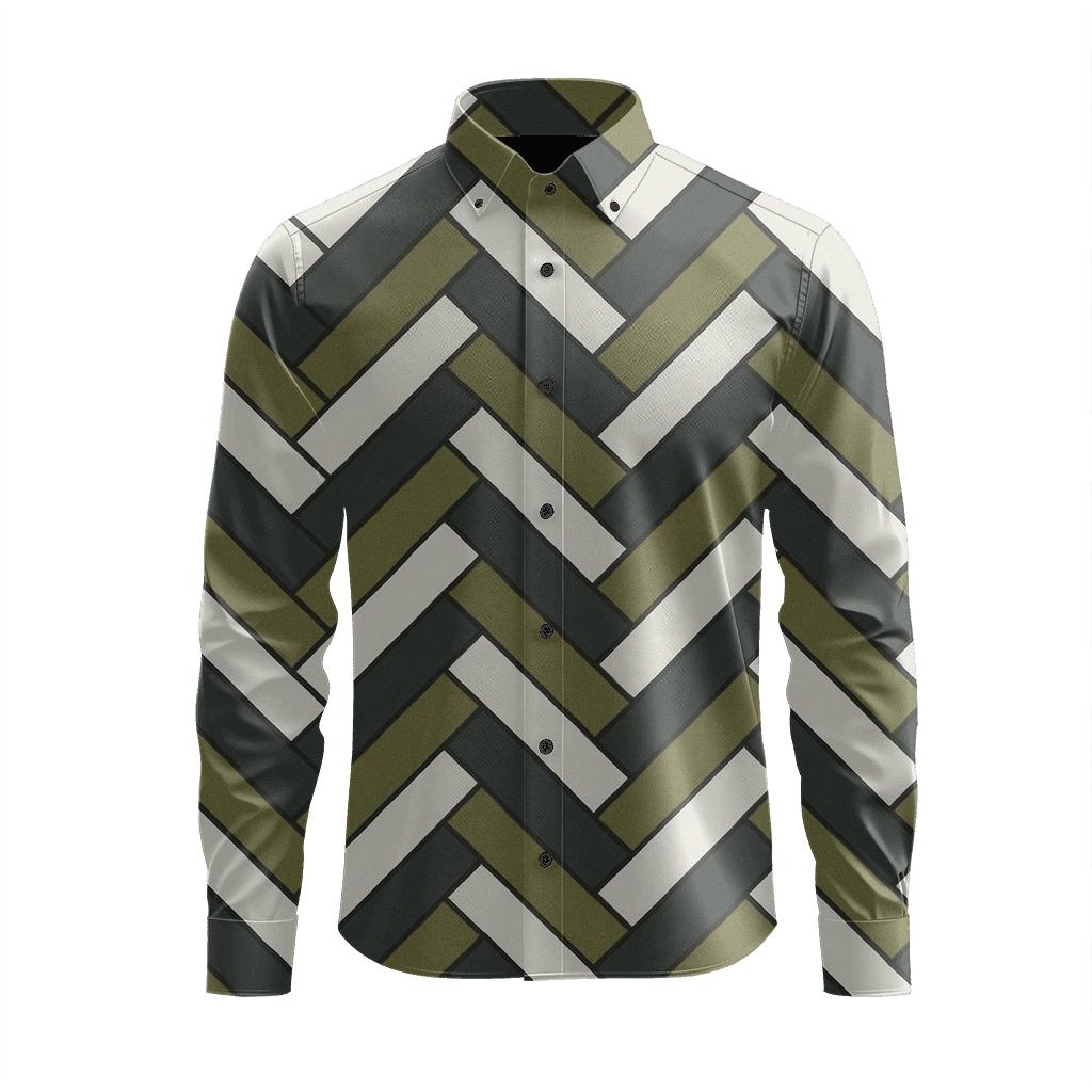 Linear Offset Herringbone trendy crew neck long sleeves
