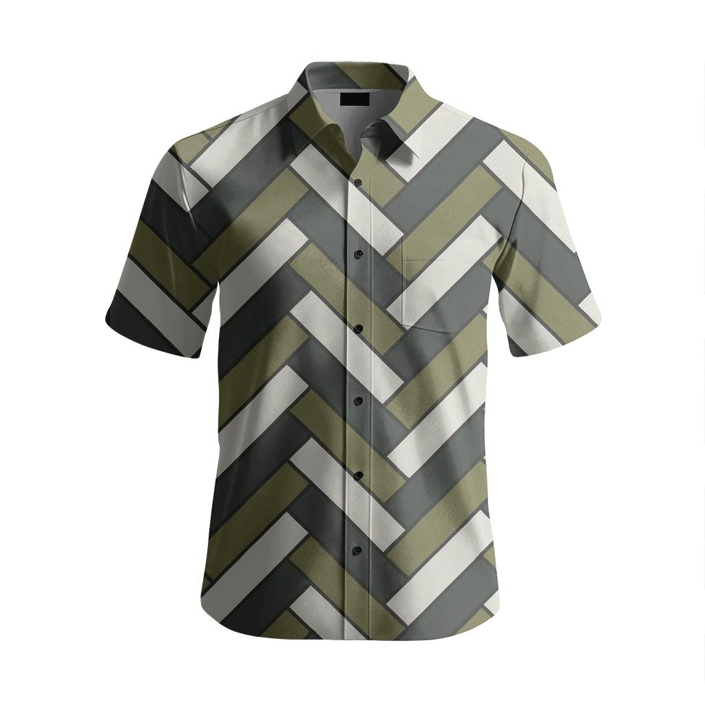 Linear Offset Herringbone custom short sleeve shirts