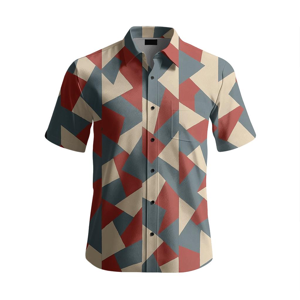 Shard Stripe Mosaic soft fabric short sleeve shirts