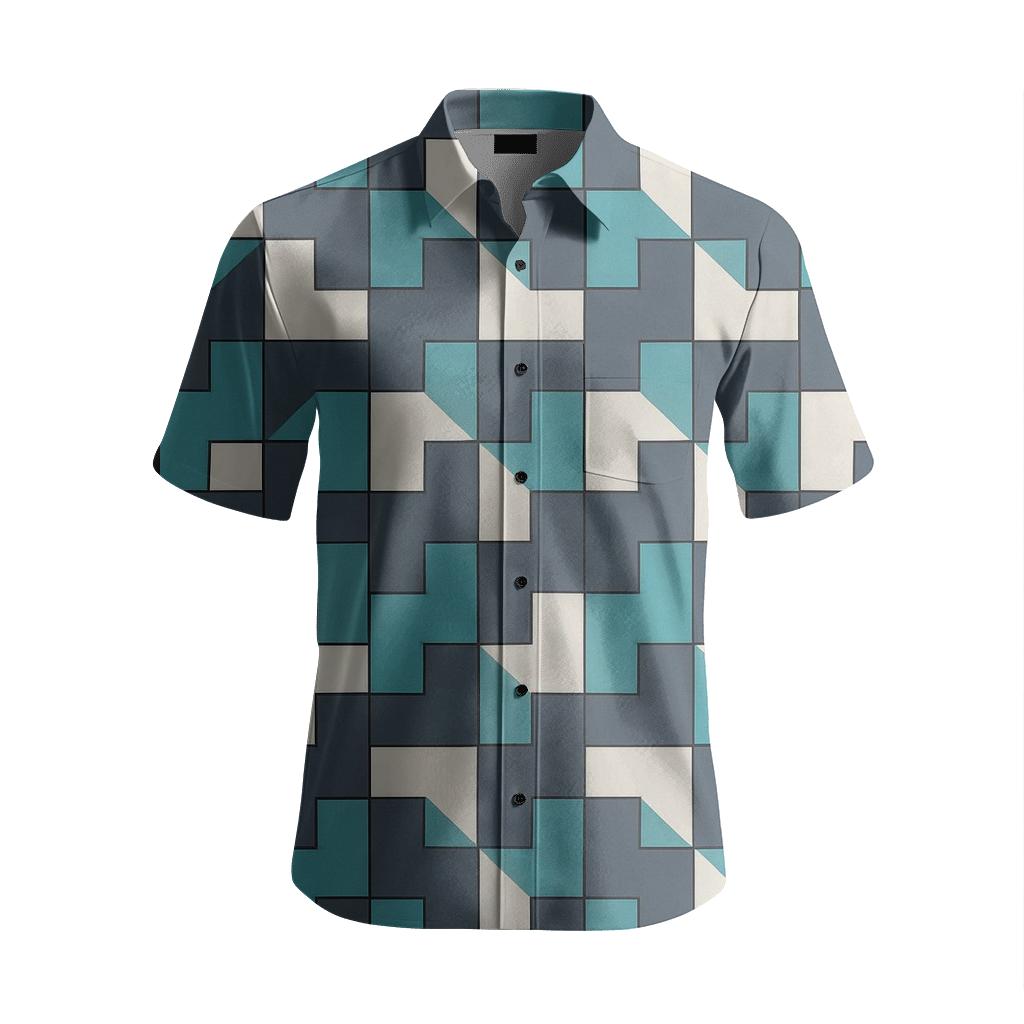 Pinwheel Quarter Grid designer printed short sleeve tops