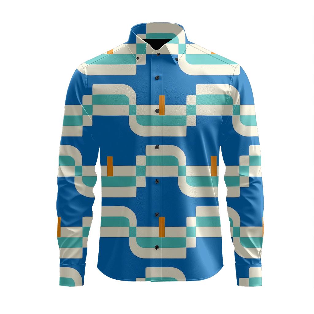 Sine Stripe Quantize soft fabric long sleeve shirts