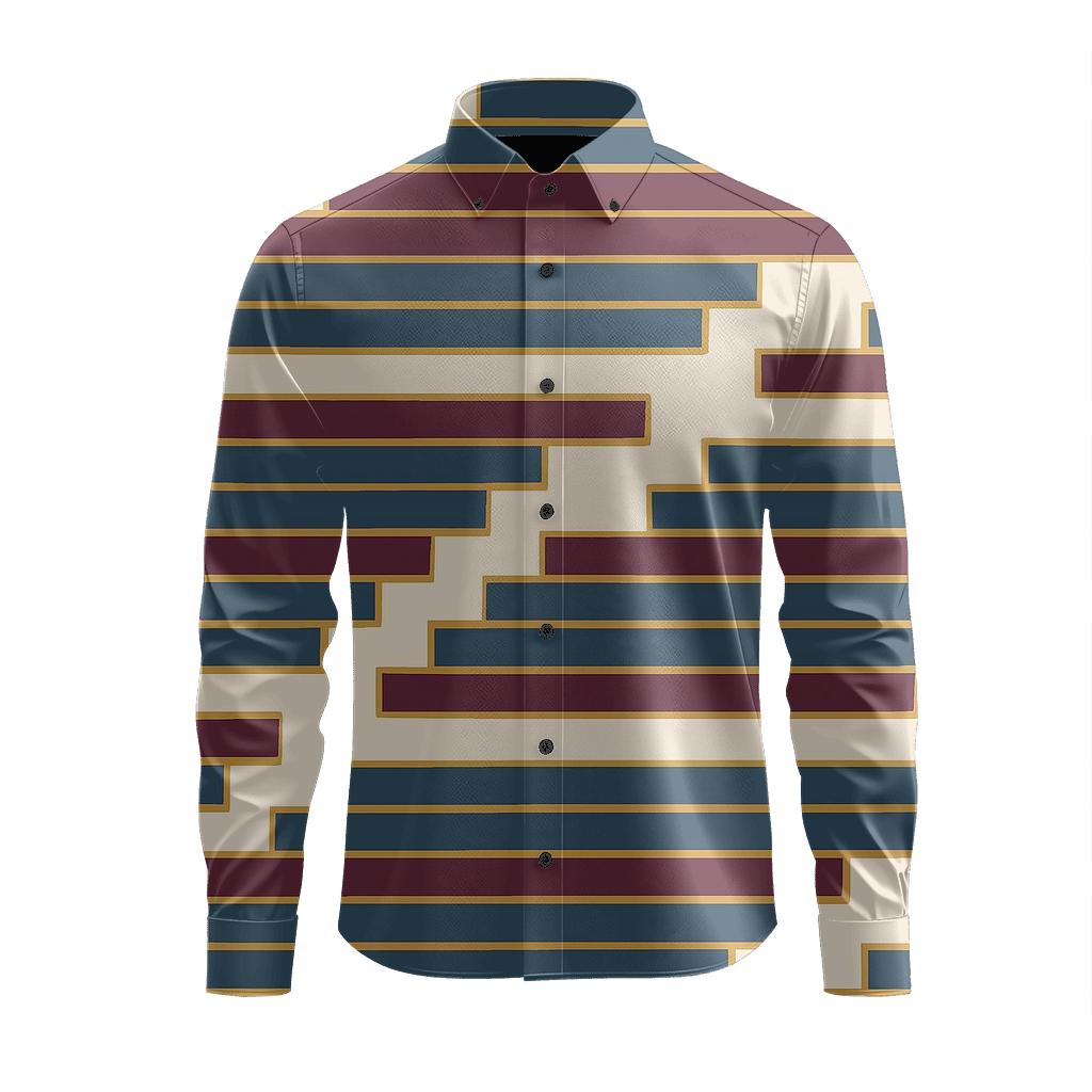 Stepped Stripe Staircase Rhythm trendy crew neck long sleeves