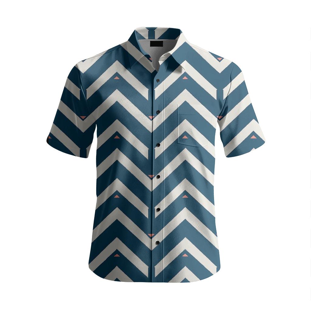 Phase Shift Chevron Lattice soft fabric short sleeve shirts