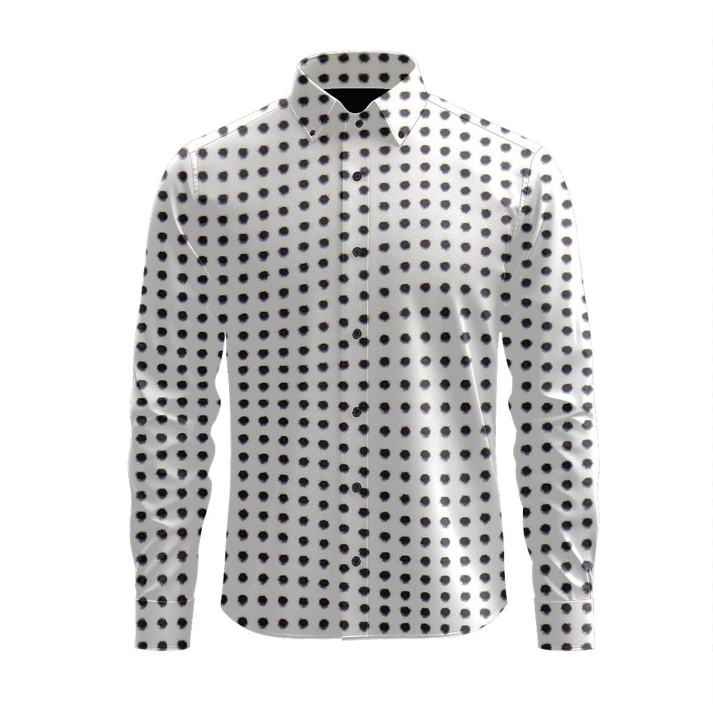 Moire Dotline Drift trendy crew neck long sleeves