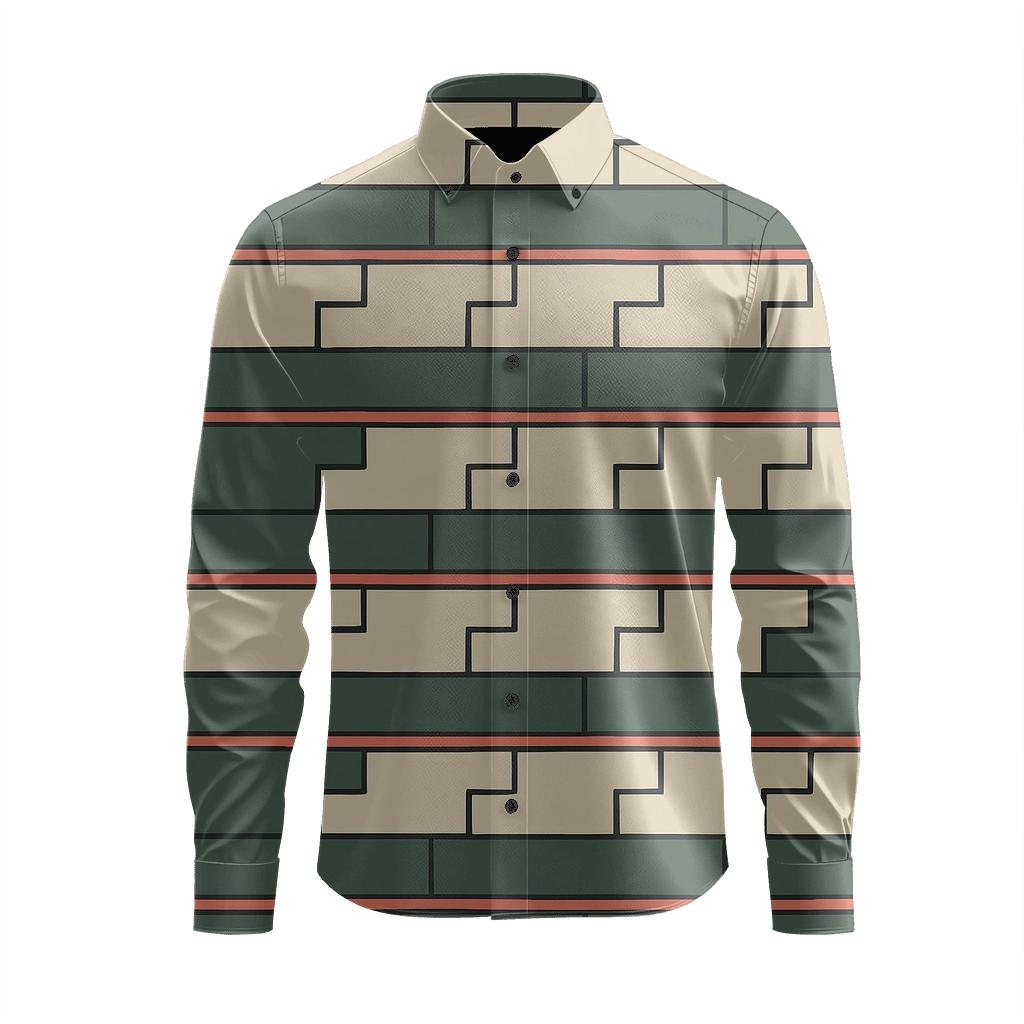 Staggered Stripe Staircase trendy crew neck long sleeves