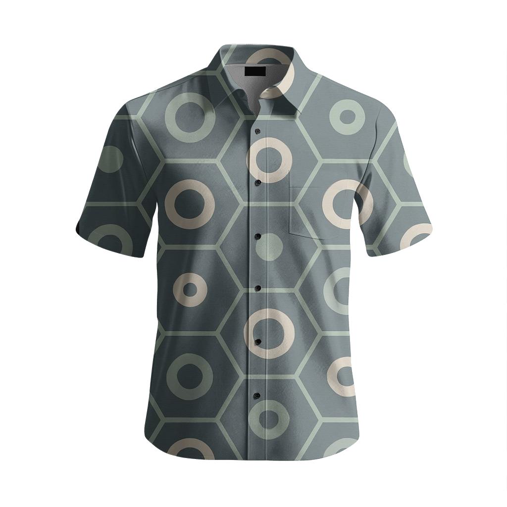 Hex Tile Aperture Map trendy crew neck short sleeves