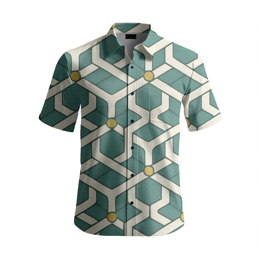 Hex Knot Conveyor designer printed short sleeve tops