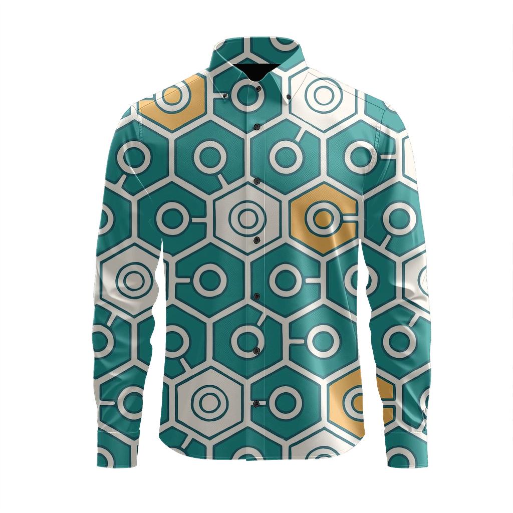 Hex Microdot Circuit trendy crew neck long sleeves