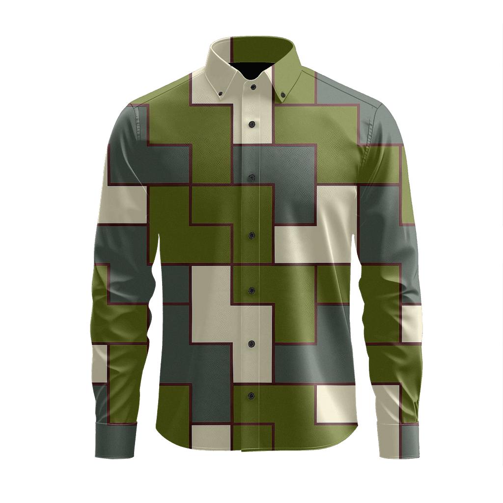 Angular Patch Tessellation Grid stylish fitted long sleeve tees