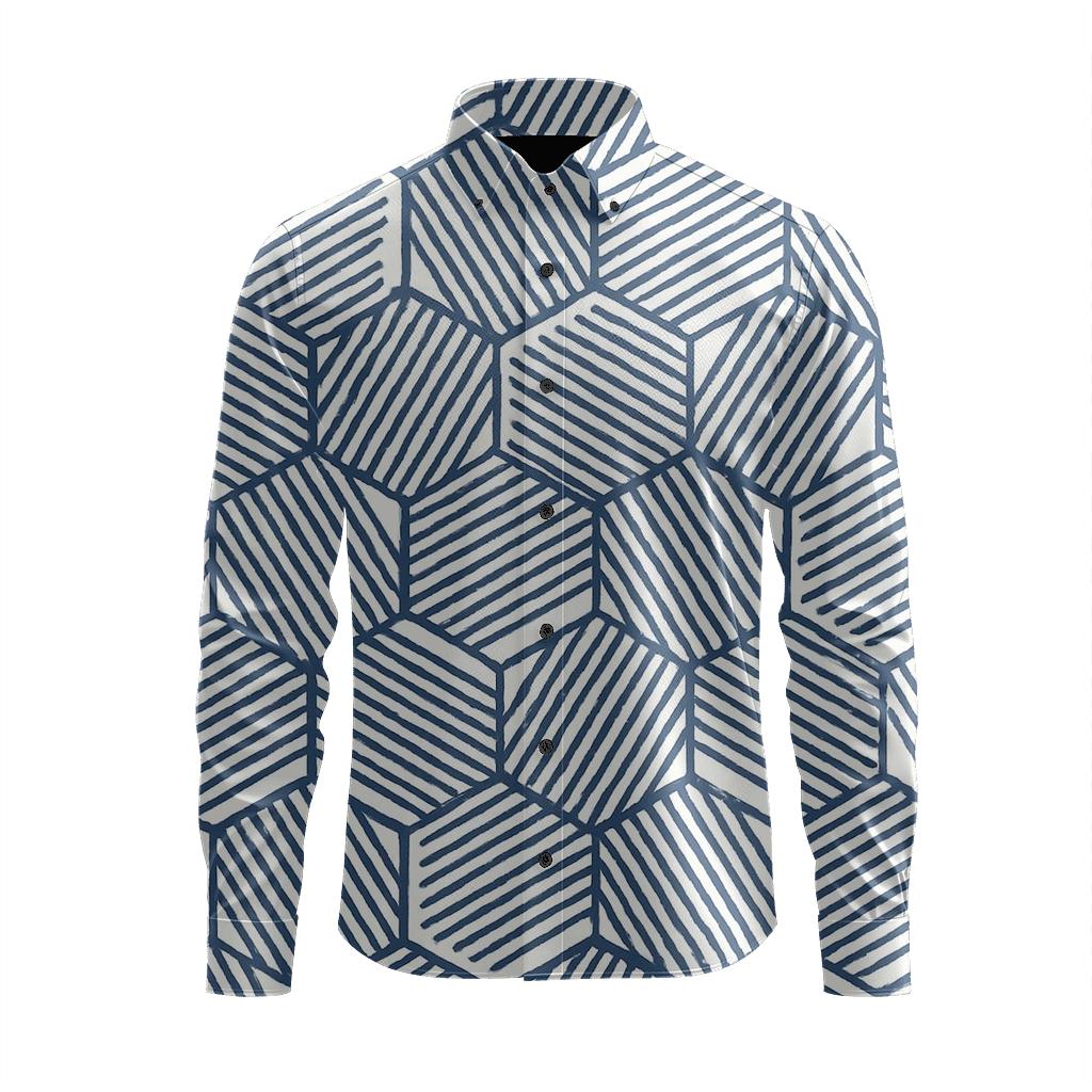 Hex Window Pinstripe Bloom trendy crew neck long sleeves
