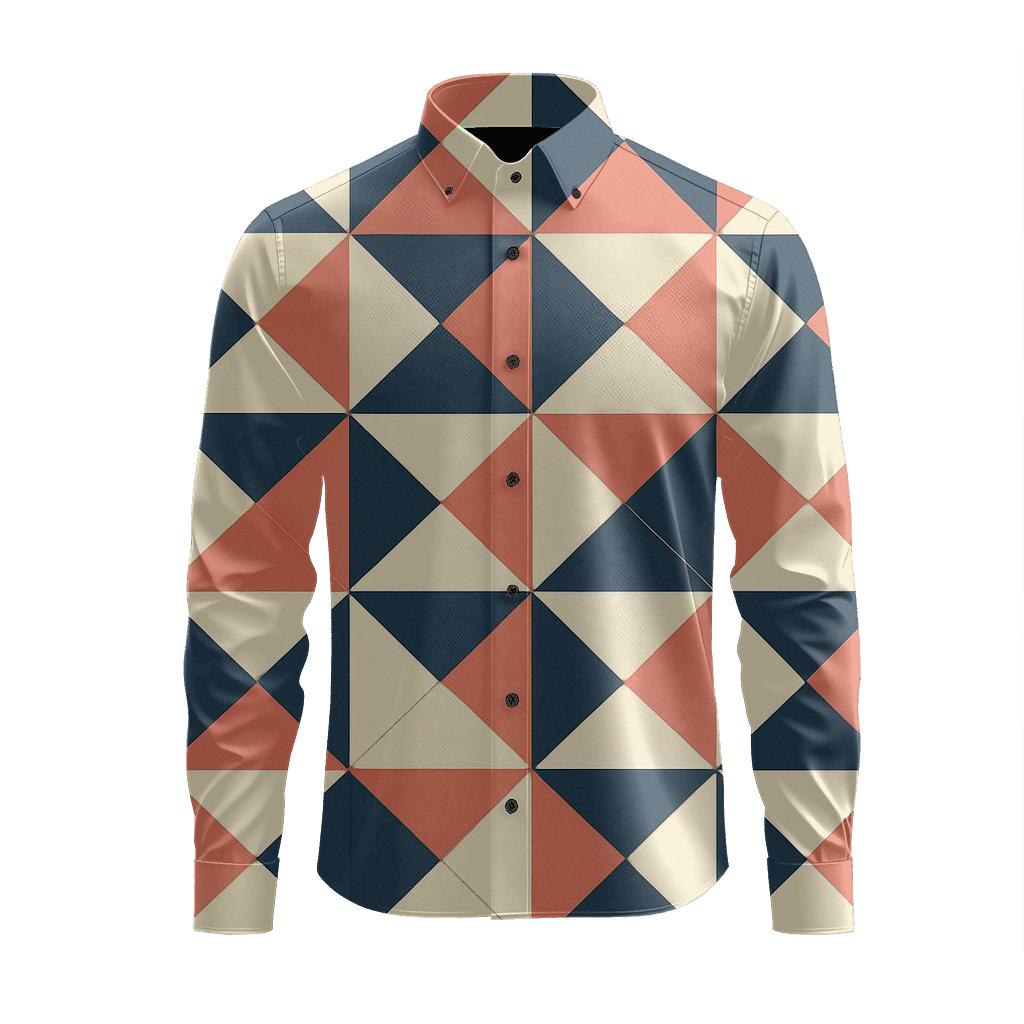 Split Cell Mosaic Grid personalized cotton long sleeves