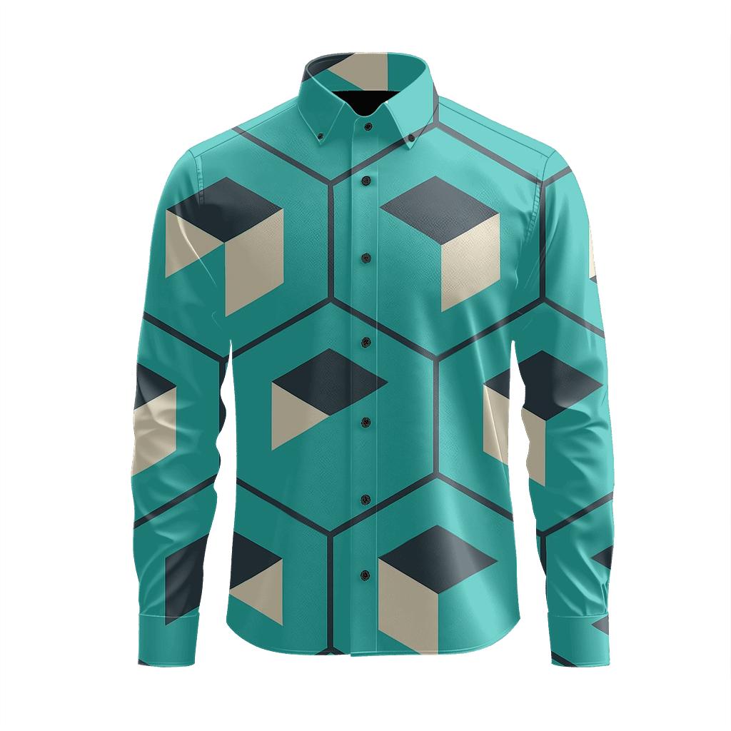 Hex Aperture Quilt trendy crew neck long sleeves