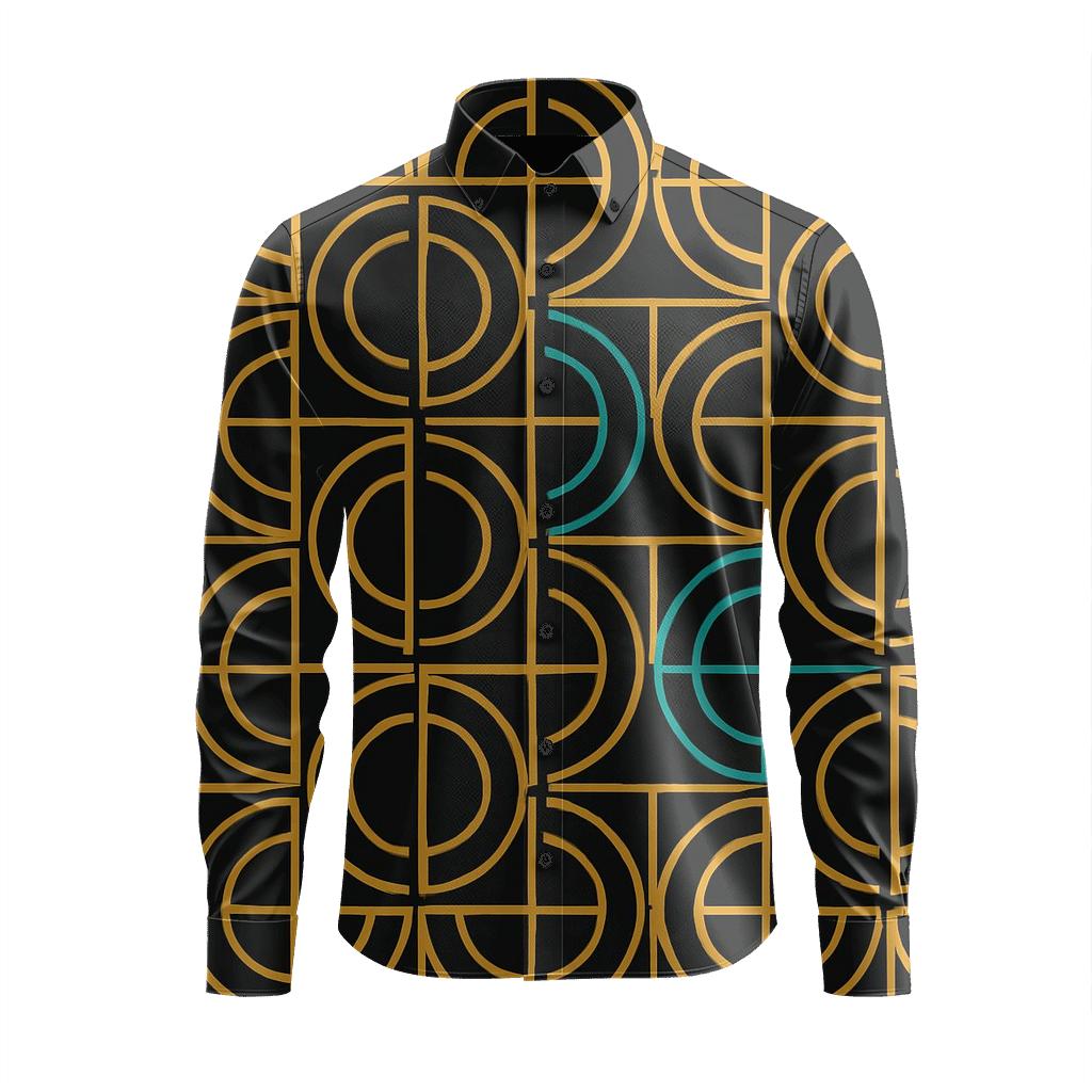 Concentric Arc Grid Looping stylish fitted long sleeve tees